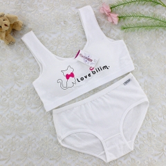 Bộ đồ lót hai dây kiểu dáng thể thao vải cotton không gọng thép thoải mái, thoáng khí dành cho bé gái