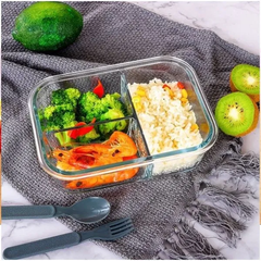 Hộp cơm thủy tinh 1000ml văn phòng 3 ngăn