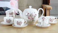 Bộ tách trà vuông gốm sứ 1 ấm + 6 tách kèm dĩa siêu đẹp