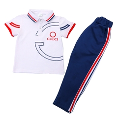 Bộ đồ thể thao cotton ngắn tay cổ Polo và quần dài cho bé trai