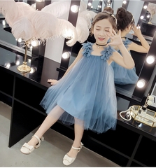 Đầm hai dây phối ren kiểu dáng công chúa ngọt ngào dành cho bé gái