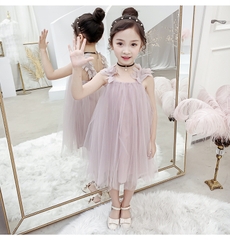 Đầm hai dây phối ren kiểu dáng công chúa ngọt ngào dành cho bé gái