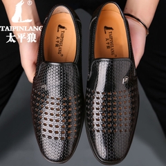 Giày da nam dệt có lỗ thoáng khí