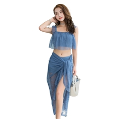Bộ đồ bơi ba mảnh phong cách thời trang Hàn Quốc, quần cạp cao che bụng kín đáo dành cho nữ