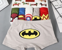 Combo 5 quần lót boxer cotton nguyên chất in hoạt hình cho bé trai từ 3-12 tuổi