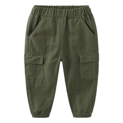 Quần kaki cotton túi hộp bo gấu cho bé trai