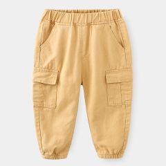 Quần kaki cotton túi hộp bo gấu cho bé trai