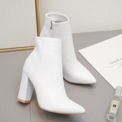 Giày boots Martin cao gót nữ mũi nhọn phù hợp bốn mùa