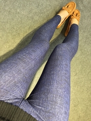 Quần legging giả denim vải co giãn vừa vặn ôm dáng, phiên bản Hàn Quốc
