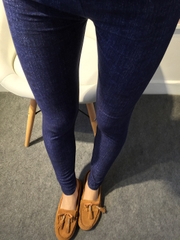 Quần legging giả denim vải co giãn vừa vặn ôm dáng, phiên bản Hàn Quốc
