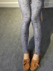 Quần legging giả denim vải co giãn vừa vặn ôm dáng, phiên bản Hàn Quốc