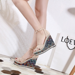 Giày sandal cao gót nữ đế xuồng, hở ngón phong cách Âu Mỹ mới