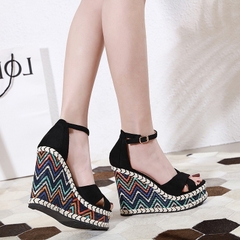 Giày sandal cao gót nữ đế xuồng, hở ngón phong cách Âu Mỹ mới