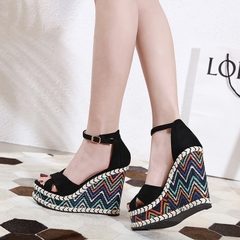 Giày sandal cao gót nữ đế xuồng, hở ngón phong cách Âu Mỹ mới