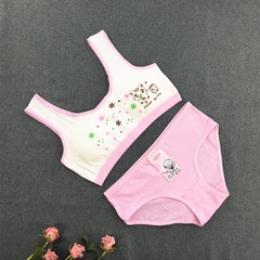 Bộ đồ lót bằng vải cotton không có gọng thép in họa tiết hổ dễ thương dành cho bé gái