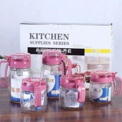 Bộ gia vị thủy tinh 5 hũ