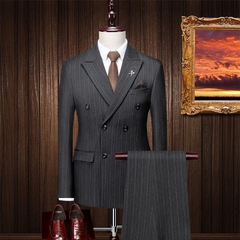 Bộ đồ vest kèm áo gile kẻ sọc thanh lịch sang trọng phong cách Anh Quốc