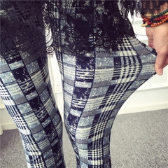 Quần legging vải thun size lớn kẻ sọc cá tính thời trang dành cho nữ