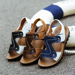 Giày sandal da bò đế mềm kiểu dáng đơn giản dành cho bé trai