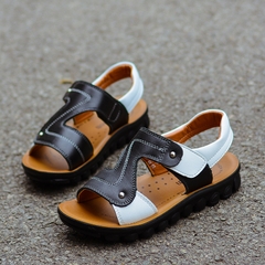 Giày sandal da bò đế mềm kiểu dáng đơn giản dành cho bé trai