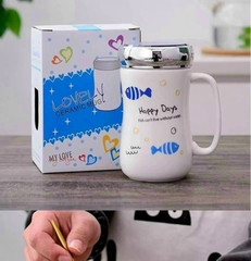 Ly sứ trắng nắp gương có hộp