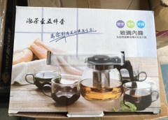 Bộ ấm pha trà thủy tinh lưới lọc inox