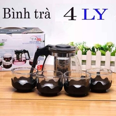 Bộ ấm pha trà thủy tinh lưới lọc inox