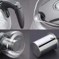Bộ ấm pha trà thủy tinh lưới lọc inox