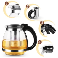 Bộ ấm pha trà thủy tinh lưới lọc inox