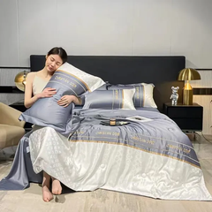 Bộ chăn drap phi lụa vân chìm