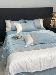 Bộ chăn drap phi lụa vân chìm