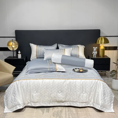 Bộ chăn drap phi lụa vân chìm