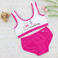 Bộ đồ lót hai dây kiểu dáng thể thao vải cotton không gọng thép thoải mái, thoáng khí dành cho bé gái