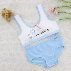 Bộ đồ lót hai dây kiểu dáng thể thao vải cotton không gọng thép thoải mái, thoáng khí dành cho bé gái