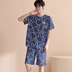 Đồ bộ nam cổ tròn ngắn tay phối họa tiết đẹp mắt