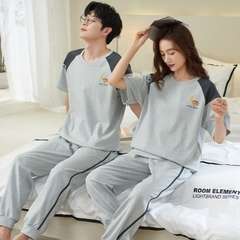 Đồ bộ mặc ở nhà cổ tròn phối họa tiết ngắn tay dành cho nam