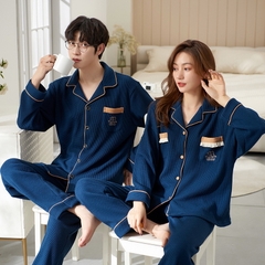 Bộ đồ ngủ nam cổ vest chất cotton mát hợp thời trang
