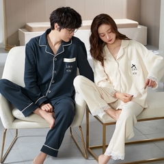 Bộ đồ ngủ nam cổ vest chất cotton mát hợp thời trang