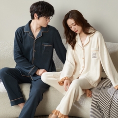 Bộ đồ ngủ nam cổ vest chất cotton mát hợp thời trang
