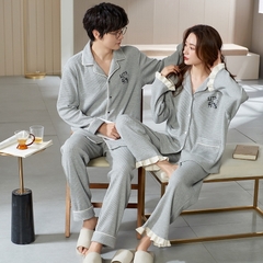 Bộ đồ ngủ nam cổ vest chất cotton mát hợp thời trang