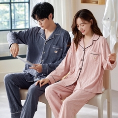 Bộ đồ ngủ nam cổ vest chất cotton mát hợp thời trang