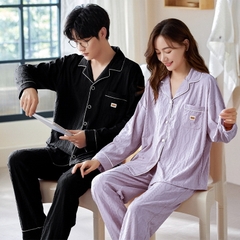 Bộ đồ ngủ nam cổ vest chất cotton mát hợp thời trang