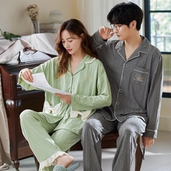 Bộ đồ ngủ nam cổ vest chất cotton mát hợp thời trang