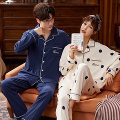 Bộ đồ ngủ nam cổ vest chất cotton mát hợp thời trang