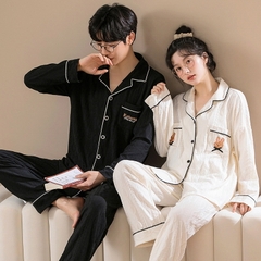 Bộ đồ ngủ nam cổ vest chất cotton mát hợp thời trang