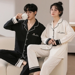 Bộ đồ ngủ nam cổ vest chất cotton mát hợp thời trang