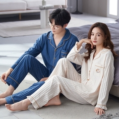 Bộ đồ ngủ nam cổ vest chất cotton mát hợp thời trang