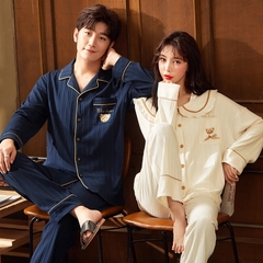 Bộ đồ ngủ nam cổ vest chất cotton mát hợp thời trang