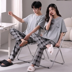 Đồ bộ mặc ở nhà cổ tròn phối họa tiết ngắn tay dành cho nam