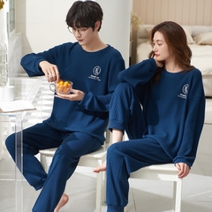 Đồ bộ dài tay cotton mát cổ tròn phối họa tiết dành cho nam